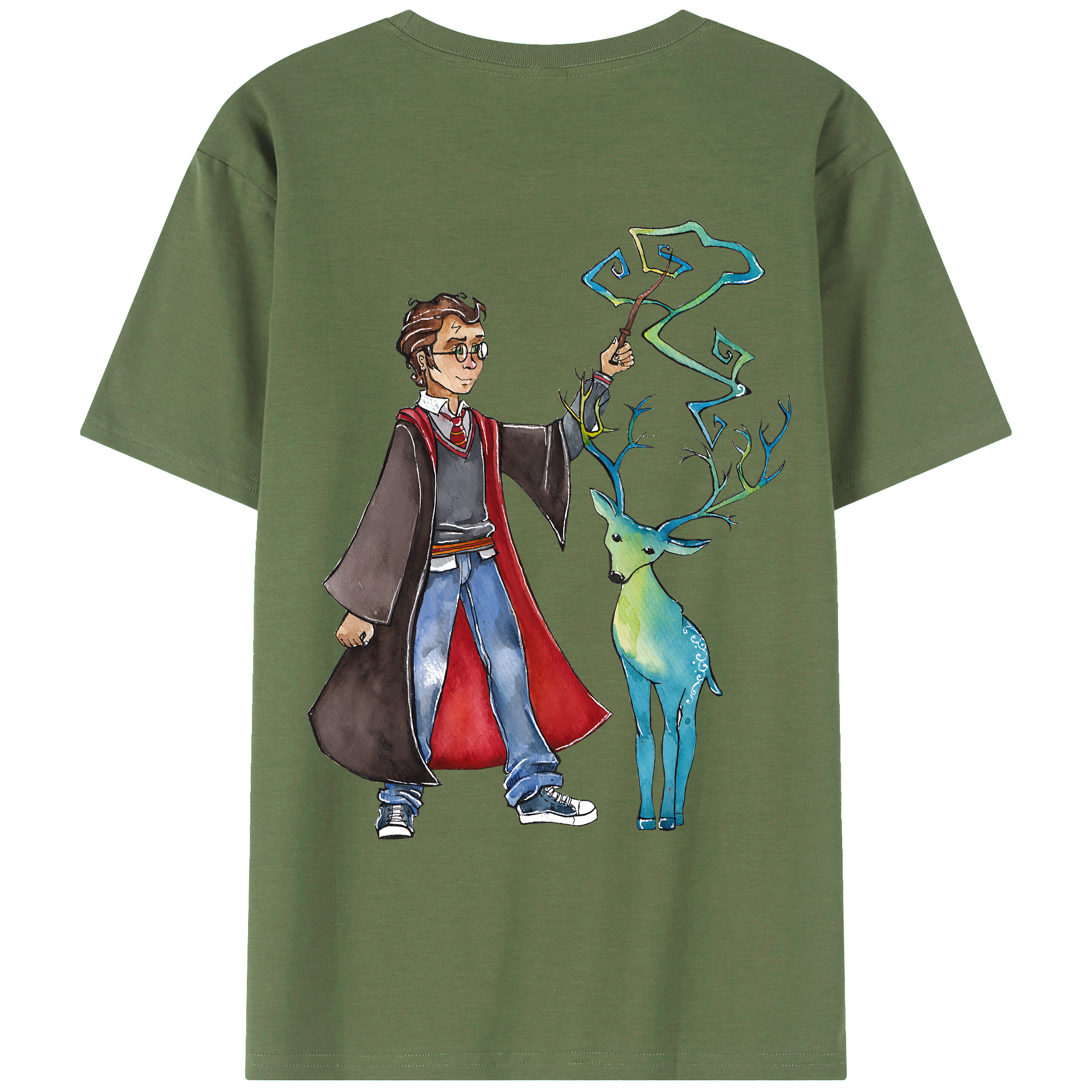 （画像用） Harry Potter ハリー・ポッターシリーズ 綿100％ メンズ半袖Tシャツ（バックプリント） 通気性